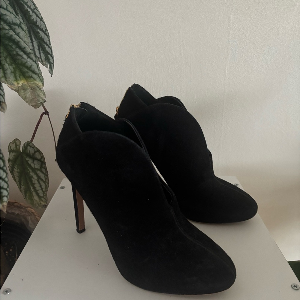 Nine West Black Suede High Heel Ankle Booties